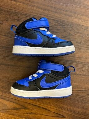 Nike Unisex Baby & Toddler High Top Sneakers Blue/Black/White Leather 6C